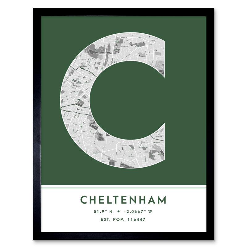 Cheltenham England United Kingdom City Map Green - Single Picture Frame Typography