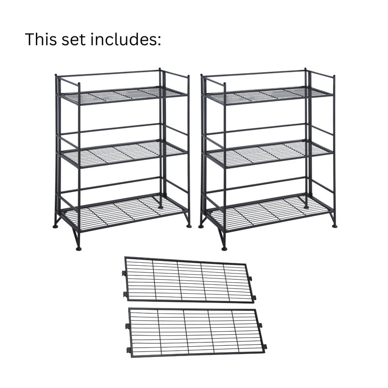 Edwin 81.5"W Adjustable Folding Metal Shelving Unit, Black