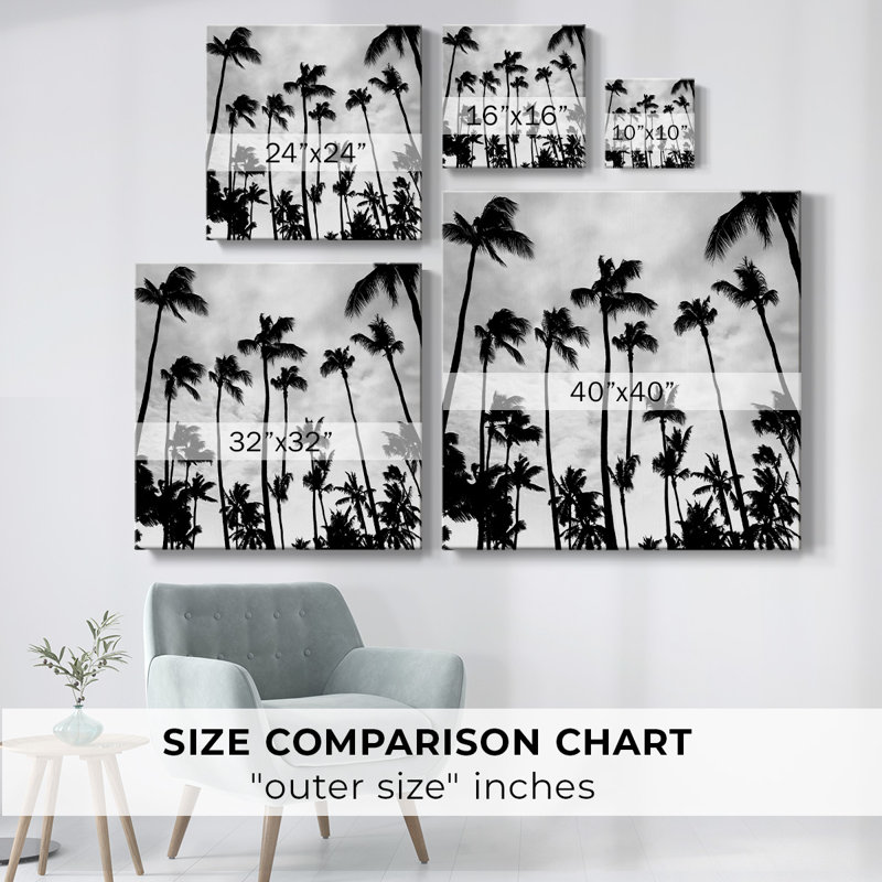 Palm skies sur toile, H 16 po x l 16 po x P 1,5 po