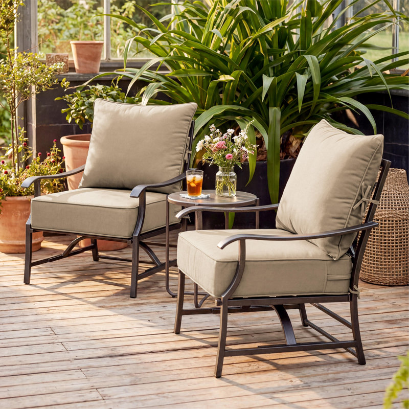 24"W X 24"D Outdoor Deep Seating Cushions 6.5” Indoor/Outdoor Seat And Back Cushion, Cushions Only, Sand