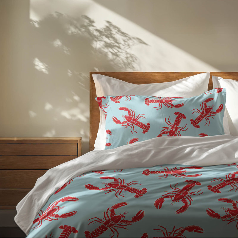 Ensemble d'édredon décoratif homard léger, Édredon très grand + 2 taies décoratives très , Blue