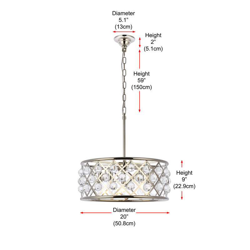 Lustre cylindrique unique à 5 lumières Swinney, Nickel poli