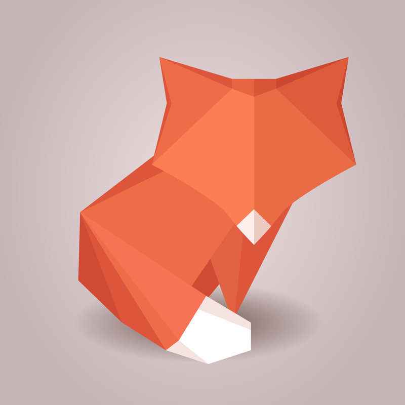 Paper Origami Fox by Veleri - Wrapped Canvas Print, 30cm H x 30cm W x 3.8cm D