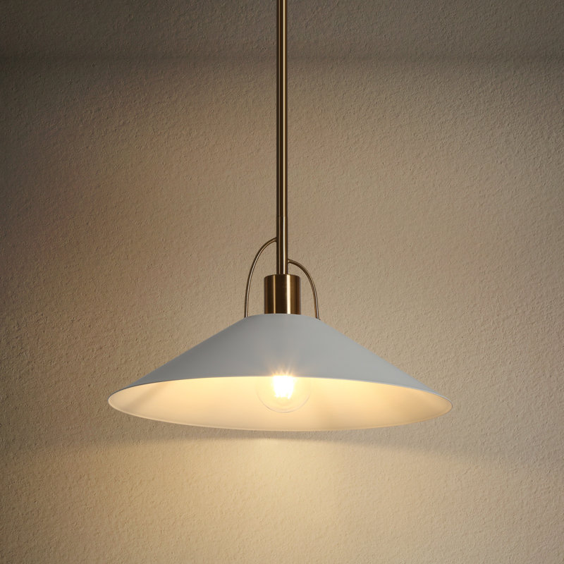 Tilda 1 - Light 14" Wide Electroplated Brass Single Pendant, White