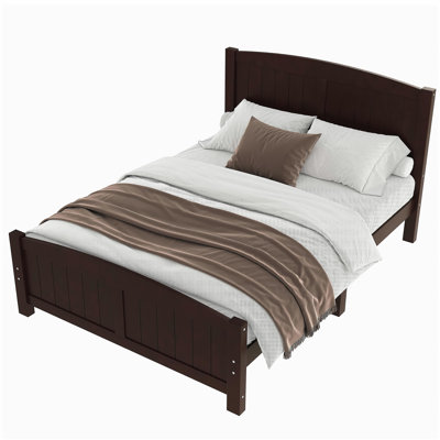 Full Size Platform Bed, Solid Wood Platform Bed with Support Slats and Strong Structure, No Box Spring Needed, Espresso