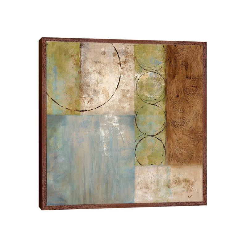 Going Green II by Nan - Painting on Canvas, 45.72 cm H x 45.72 cm W, Classic Brown Wood Framed