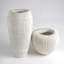 Baleen Vase-Ivory w/Brown Edges