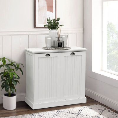 31.5''H 2-compartment Tilt-out Laundry Sorter Cabinet With Removable Cloth Bags