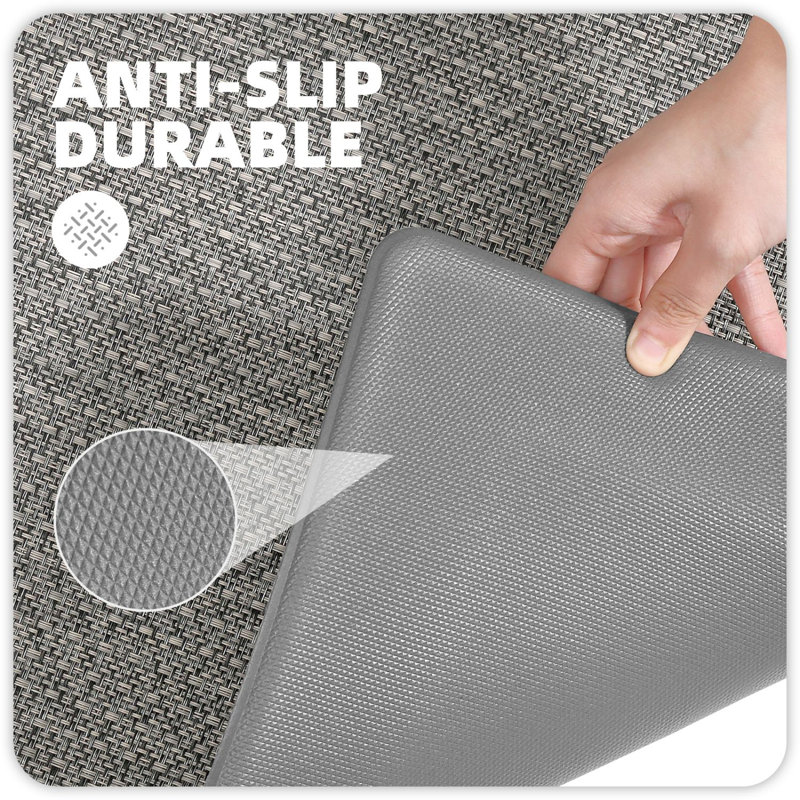 Deeana Water Resistant Anti-Fatigue Non-Skid Kitchen Mat, Rectangle 1'5" x 2'5", Light Gray