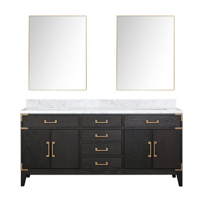 Meuble-lavabo double l 72 po x P 22 po avec miroirs Laurel