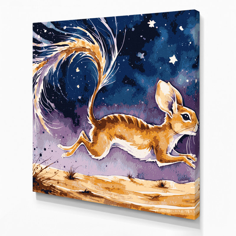 Vie sauvage, art mural sur toile gris Jerboa, H 32 po x l 32 po