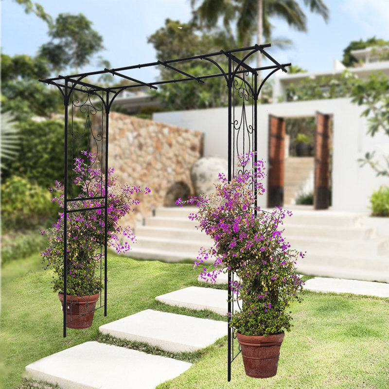 L'arche de jardin en métal 80,3 po x 20,02 po x 81,1 po, noire, améliore le décor du jardin avec des vignes grimpantes d'une hauteur de 81,1 po, 80,3 po x 20,02 po, pour diverses plantes