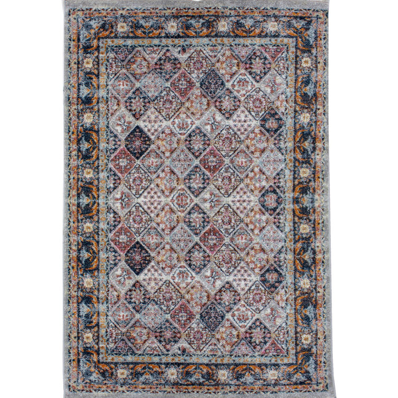 Tapis brun / noir / crème tissé à la machine Adna, Rectangle 5 pi 3 po x 7 pi 7 po