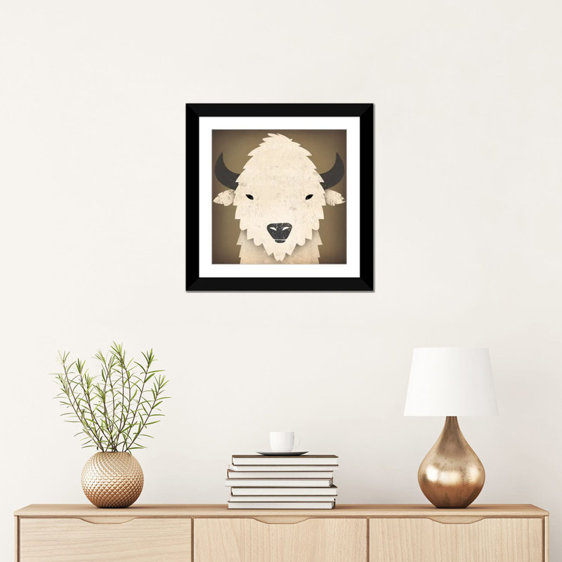 Art encadré Penarth Buffalo, H 16 po x l 16 po x P 1 po, Papier d'art encadré noir