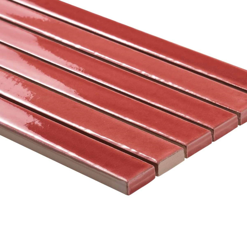 Kanbina 5x18 Brick Glossy Ceramic Mosaic Tile, Wild Coralito