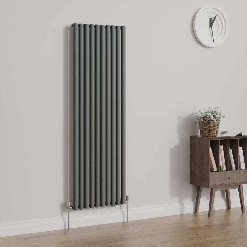 Shoshana Vertical Oval Panel Radiator, 180cm H x 59cm W, 2, Anthracite
