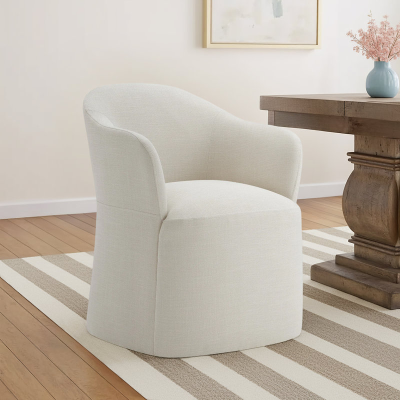Janina Upholstered Arm Chair, Effie Linen Performance Linen