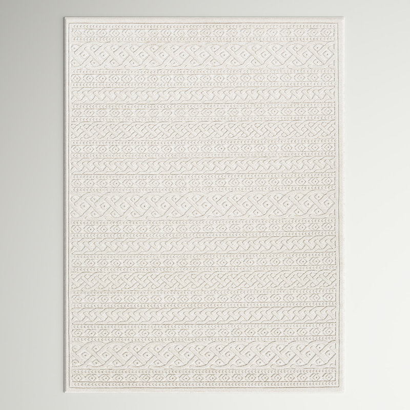 Tapis ivoire tissé à la machine Kevyn, Rectangle 2 pi x 2 pi 11 po