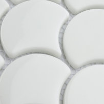 Expressions Scallop White 11-1/4" x 12" Glass Mosaic Floor and Wall Tile