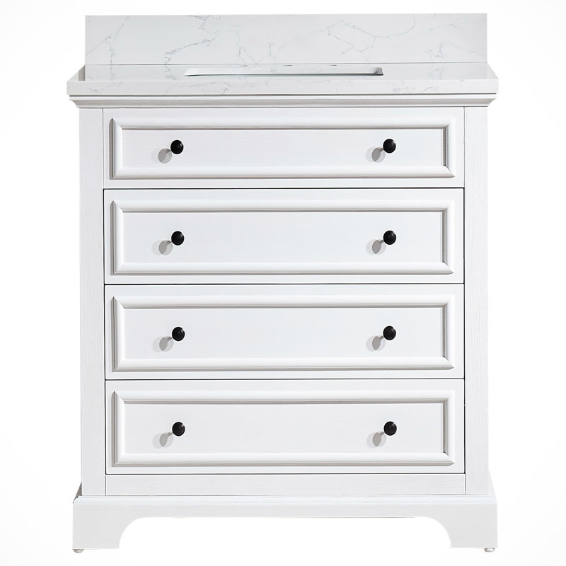 Meuble-lavabo simple autoportant de 36 po avec plateau en marbre entièrement assemblé