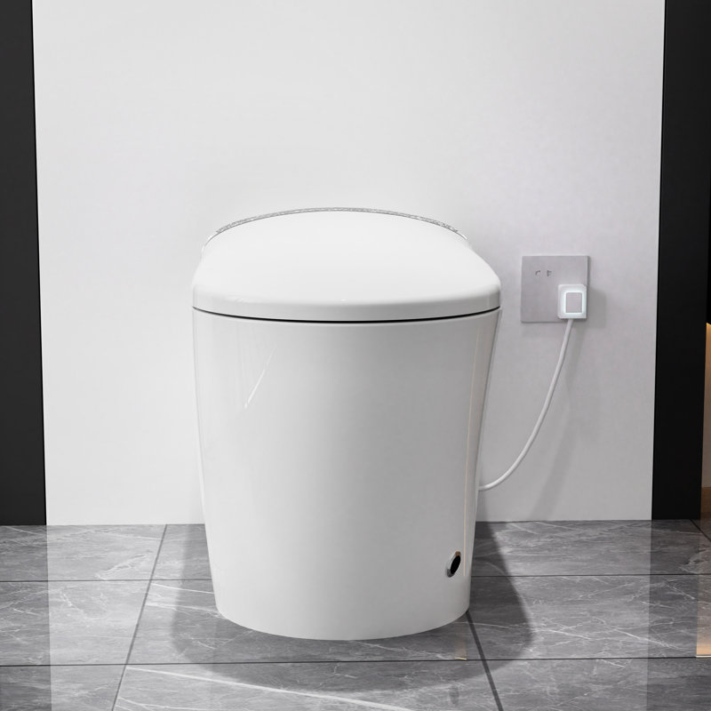 Elongated Smart Toilet With Built - In Bidet, Auto Open/Close Function, Foot Sensor, 1.28 Water Saving Flush, Led Display, Warm Air Dryer, And Heated Seat For Bathroom Luxury