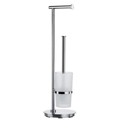 Outline Lite 24"" Stainless Steel Free Standing Toilet Brush Set in Stainless Steel -  Smedbo, FK607