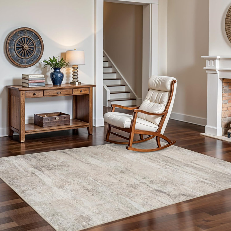 Washable Kitchen Rug: Easy-Clean Entryway Hallway Carpets Non Slip Non-Curl Edge Rugs for Laundry Bathroom Indoor Modern Abstract Home Decor Floor Mat for High Traffic Area Beige