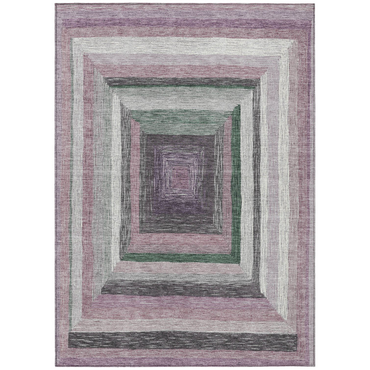 Machine Washable Indoor/Outdoor Xhevrie Blush Rug