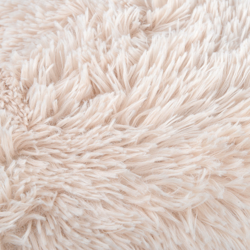Housse de coussin carrée en fausse fourrure, Beige, H 24 po x l 24 po