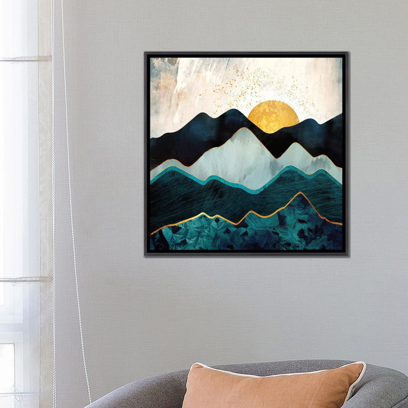Glacial Hills - impression d'art graphique, 26" H x 26" W x 1.5'' D, Distressed Black Framed Canvas, Aucun mat