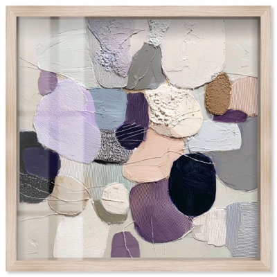 Art mural moderne, "Shadowbox Soft" par Art Remedy, cadre blond, 21 x 21