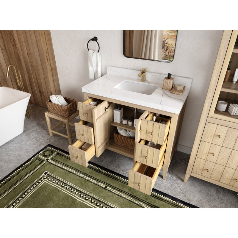 42 po. X P 22 po D Meuble-lavabo simple avec 2 po Quartz blanc