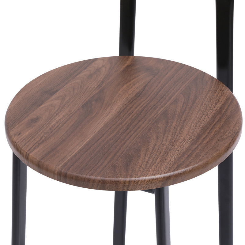 Ensemble de 3 tabourets de bar à hauteur de comptoir avec dossier et chaises sans accoudoirs pour îlot de cuisine (brun et noyer)