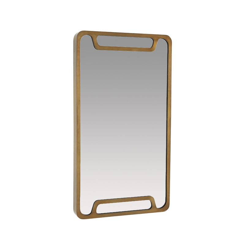 Dodger Rectangle Iron Mirror, Vintage Brass
