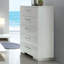 Commode 1 pièce moderne de style contemporain à finition brillante à cinq tiroirs avec finition blanche