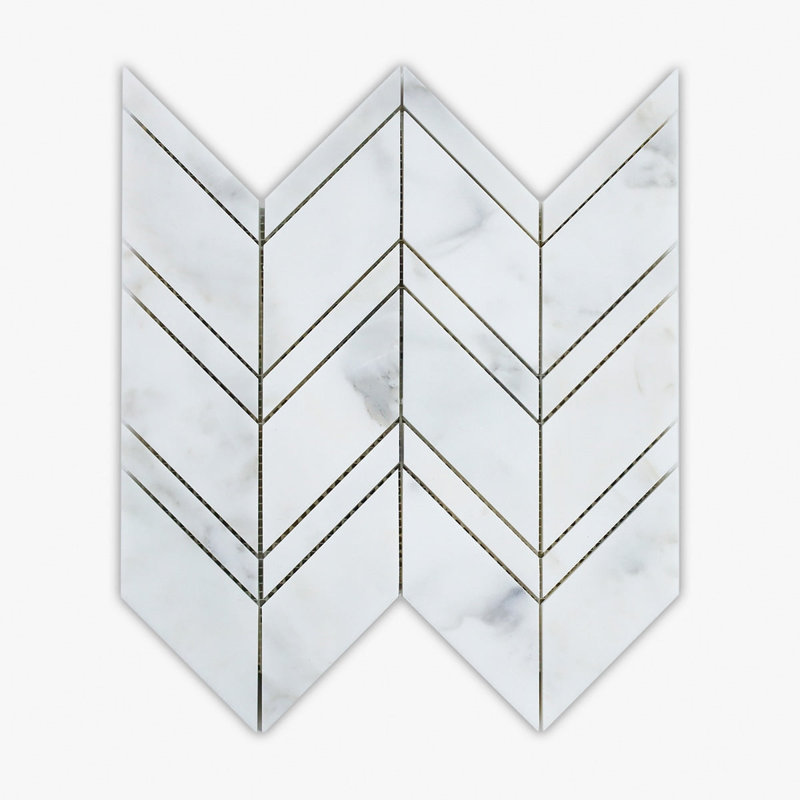 Calacatta 11" x 11" Marble Herringbone Mosaic Wall & Floor Tile