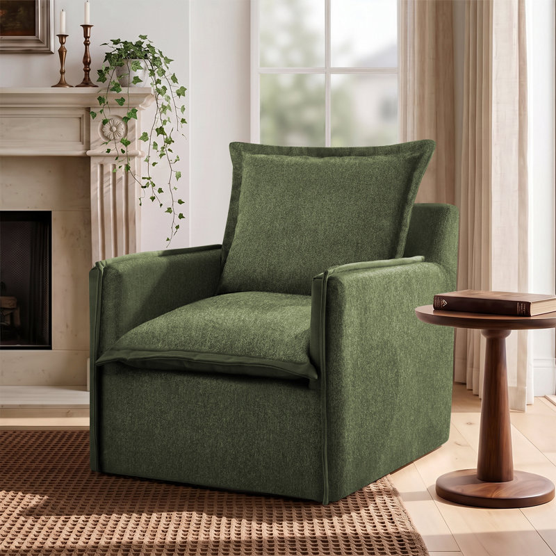 Chaise d'appoint rembourrée avec accoudoirs et coussin l 30 po, Vert