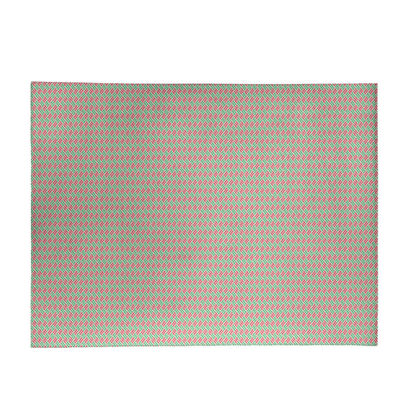Tapis vert/rouge fait main, Rectangle 5 pi x 7 pi