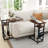 C-shaped End Table with Charging Station Rolling Bedside Table Couch Side Table-2020404575