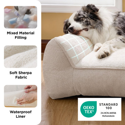 Bedsure SupportMax Orthopedic Dog Bed – Waterproof, Extra Thick, Plush Sherpa & Non-Skid Bottom