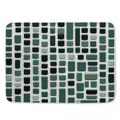 Green Rectangular Tiles Bath Mat