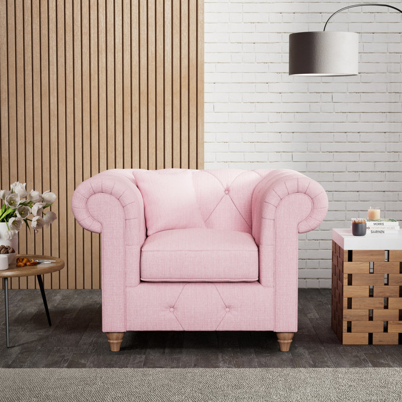 Ellrich Upholstered Armchair, Pink, Walnut