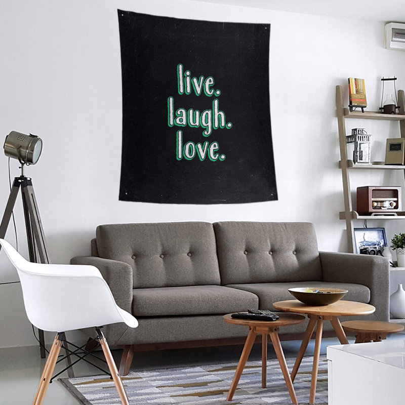 Tapisserie tableau noir en polyester live love quot love, H 27,5 po x l 37,5 po, Vert