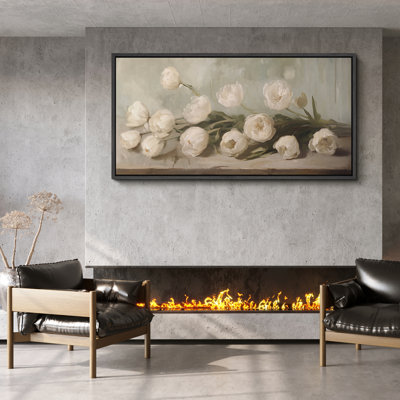 Art mural sur toile encadrée de nature morte avec tulipe blanche