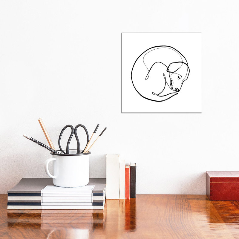 One Line Sleeping Dog by Dane Khy - Wrapped Canvas Print, 30.48 cm H x 30.48 cm W