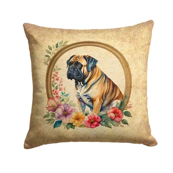 Coussin Mastiff and Flowers