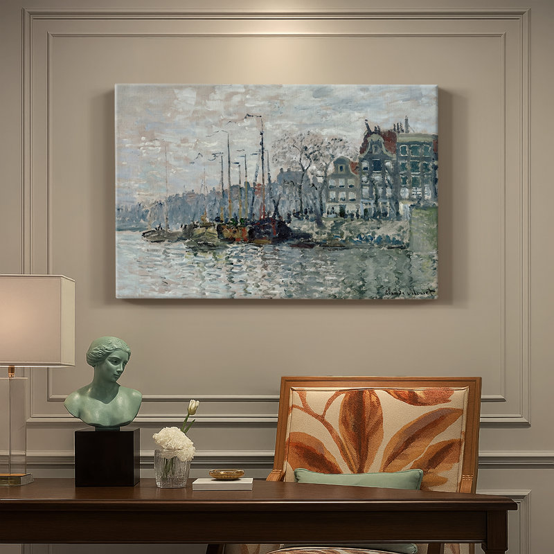 Claude Monet «The Voorzaan and the Westerhem» - Art mural sur toile tendue de qualité musée, 8 x 12