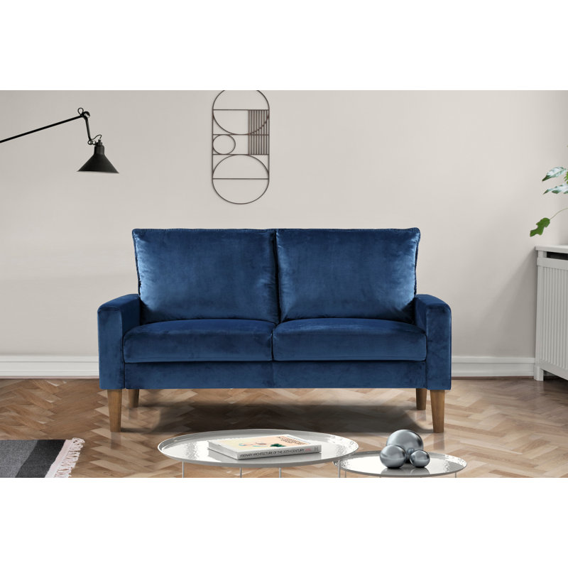 Ensemble de salon 2 pièces Ediline, Velours bleu foncé