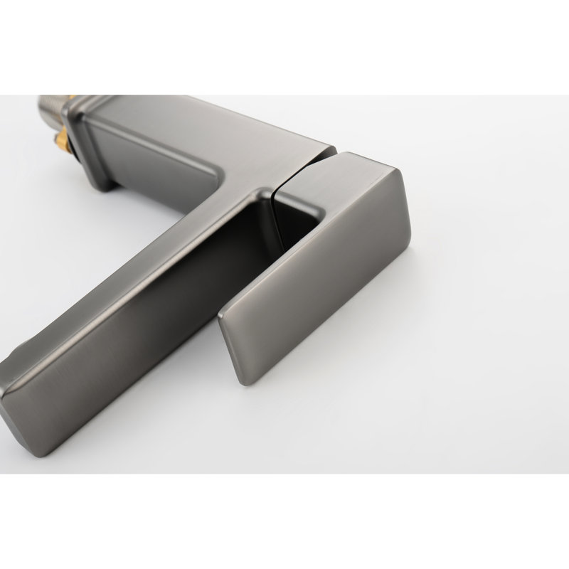 Modern Gray Sink Faucet, 1.5/Gpm Max Flow, Zinc Made, Deck Mounted Lever Handle Build Construction, Brushed Nickel