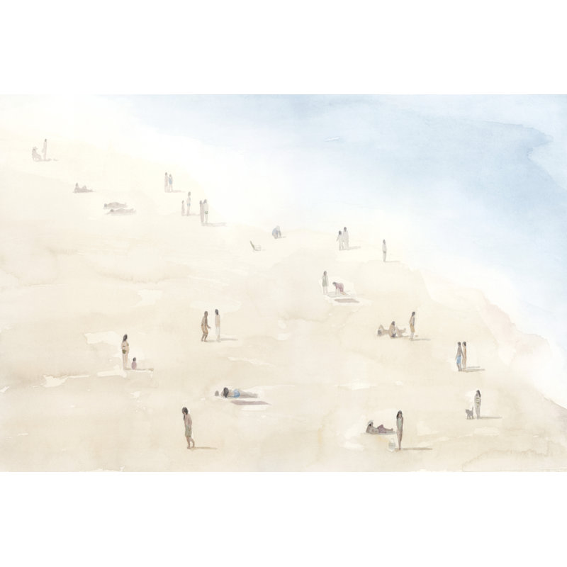 Beach Goers III - Painting on Canvas, Black Floater Framed, 81 cm H x 122 cm W